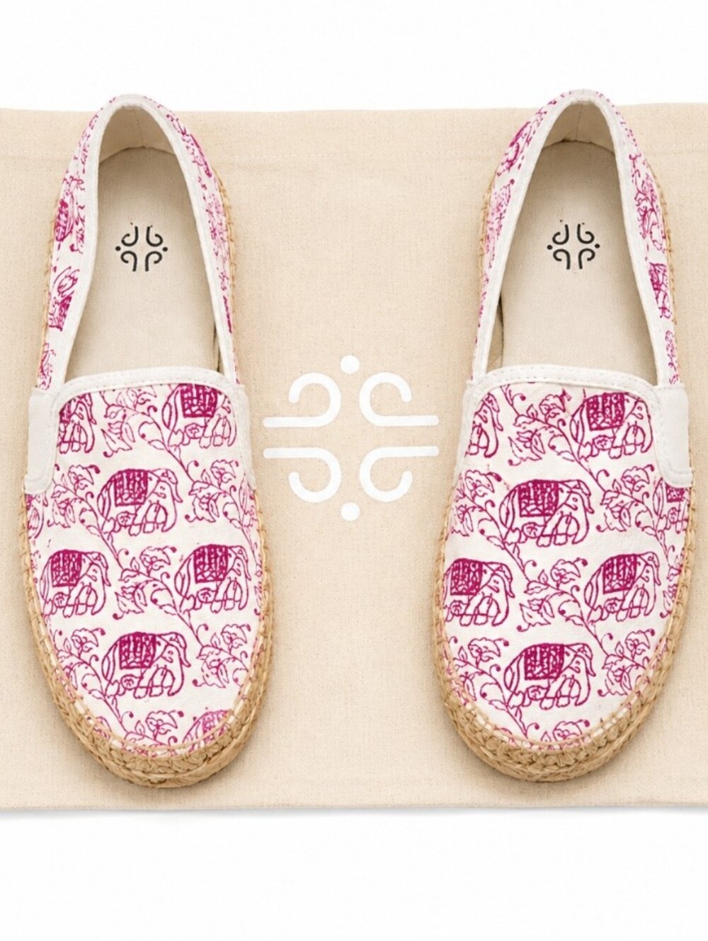 NIB House of Pom Elephant Pink Espadrilles Portugal Slip-On Flats Size 40 (W9) - Picture 1 of 6